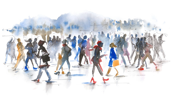 Illustration of crowded street